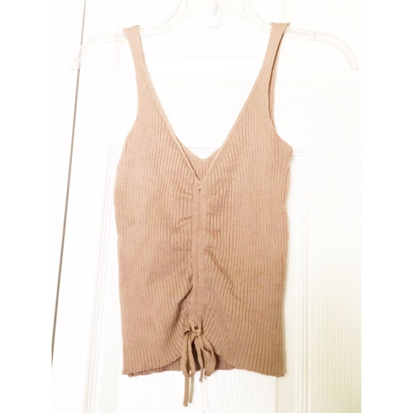 Dreamers By Debut Tops - Dreamers By Debut Camel Ribbed Tank wCinched Front